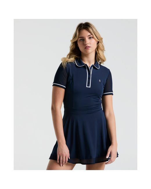 Original Penguin Blue Women's Veronica Short Sleeve Dress In Black Iris