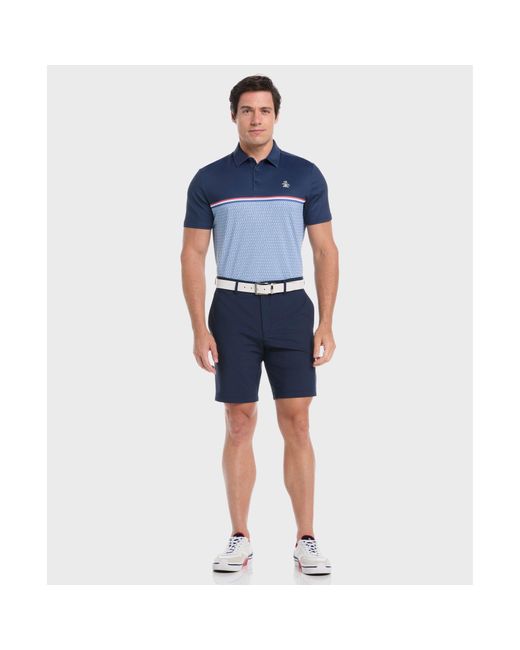 Original Penguin Blue Colour Block P Print Golf Polo In Black Iris for men