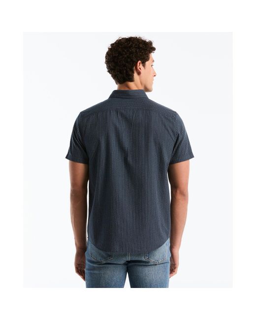 Original Penguin Blue Dobby Striped Short Sleeve Shirt In Dark Sapphire for men