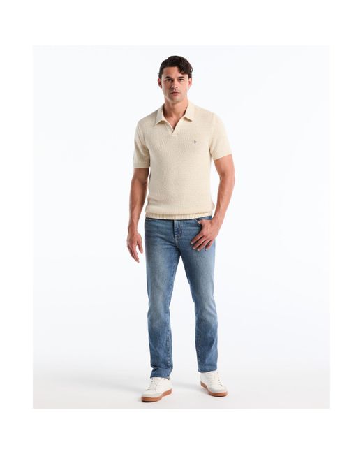 Original Penguin Natural Textured Johnny Collar Sweater Polo In Birch for men