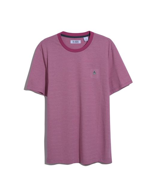 Original Penguin Pink Jacquard Stripe T-shirt In Magenta Haze for men