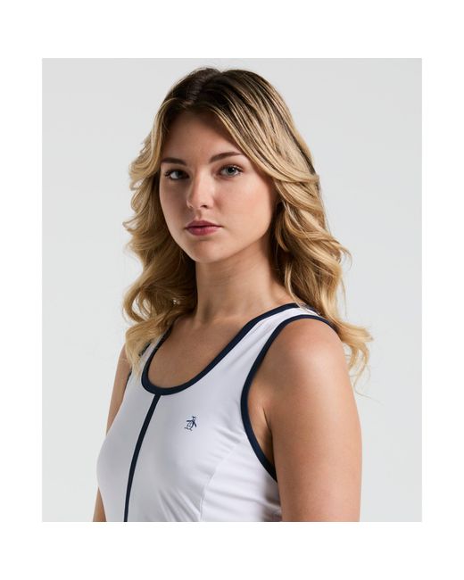 Original Penguin Blue Women's Colour Block Tennis Dress In Bright White for men