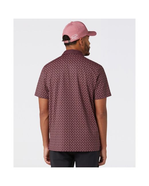 Original Penguin Red Geo Colour Block Golf Polo In Mauve Wine for men