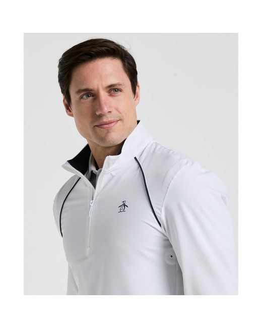 Original Penguin Gray 1/4 Zip Tennis Jacket In Bright White for men