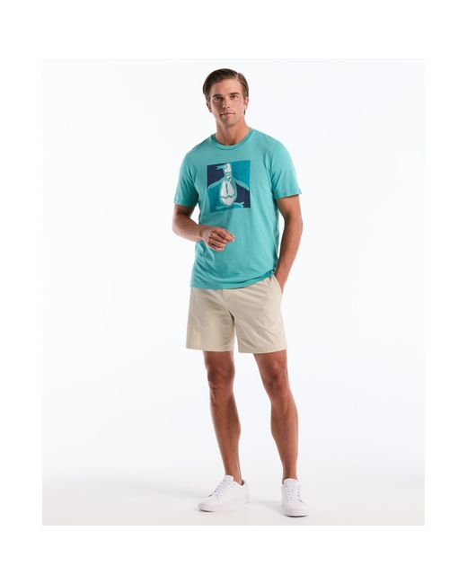 Original Penguin Blue Floral Pete Graphic T-shirt In Aquarelle for men