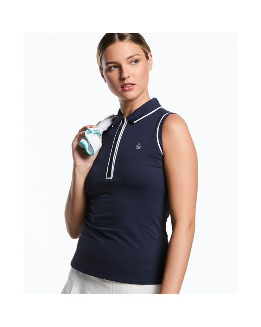 Original Penguin Blue Women's Veronica Sleeveless Golf Polo In Black Iris for men