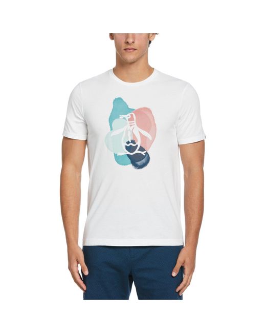 Original Penguin Water Colour Pete Graphic T-shirt In Bright White for men