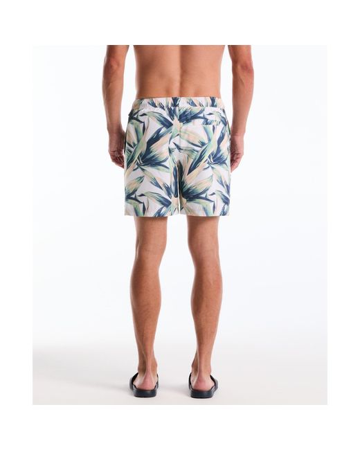 Original Penguin Blue Succulent Print Swim Shorts In Bright White for men