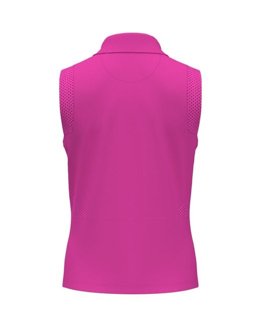 Original Penguin Women's 1/4 Zip Mesh Block Sleeveless Golf Polo Shirt In Cheeky Pink for men