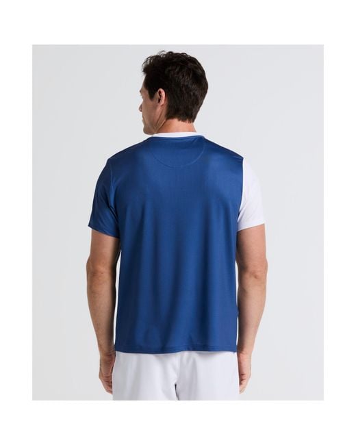 Original Penguin Blue Colourblock Performance Tennis T-shirt In True Navy for men