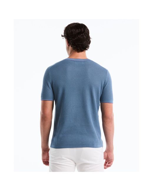 Original Penguin Ribbed Sweater T-shirt In Copen Blue for men