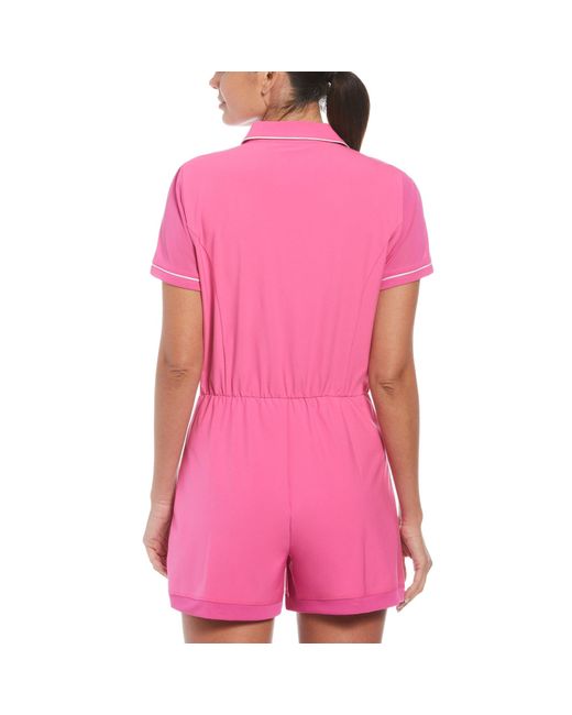 Original Penguin Women's Veronica Short Sleeve Golf Romper In Cheeky Pink for men