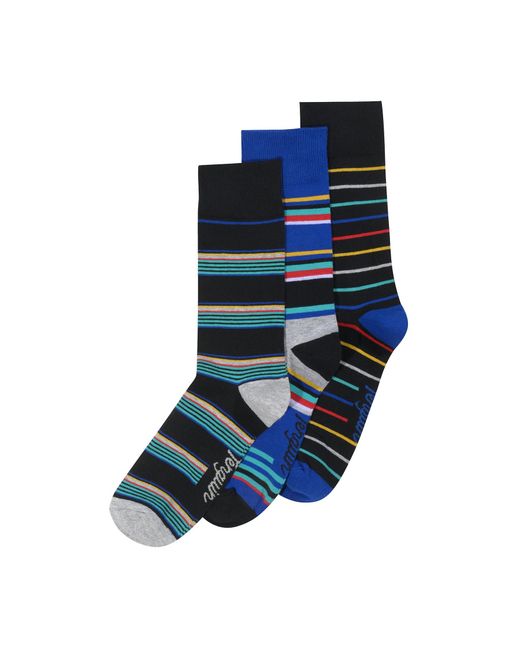 Original Penguin 3 Pack Striped Socks In Black/blue for men