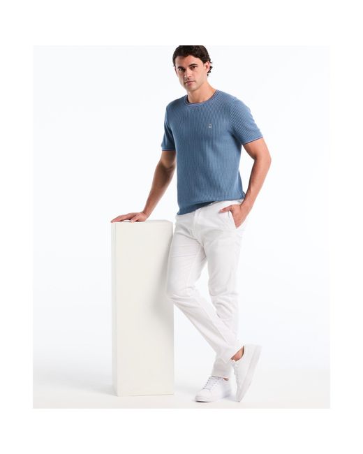 Original Penguin Ribbed Sweater T-shirt In Copen Blue for men