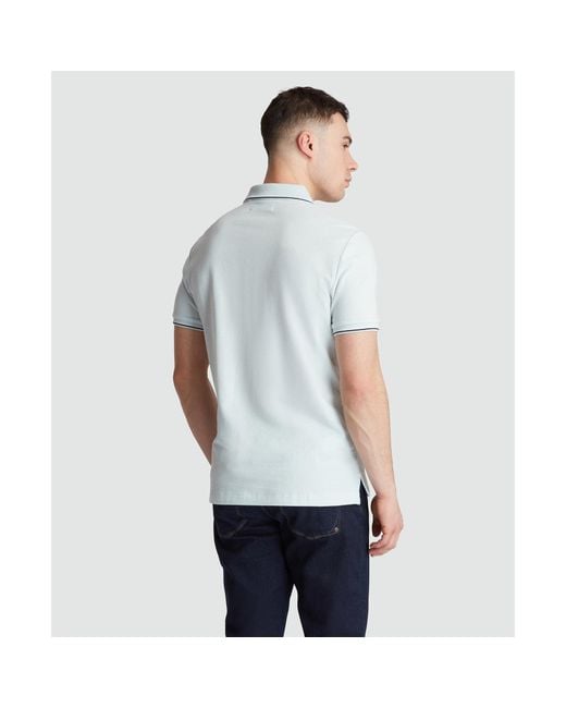 Original Penguin White Cotton Pique Mega Pete Polo In Ballad Blue for men