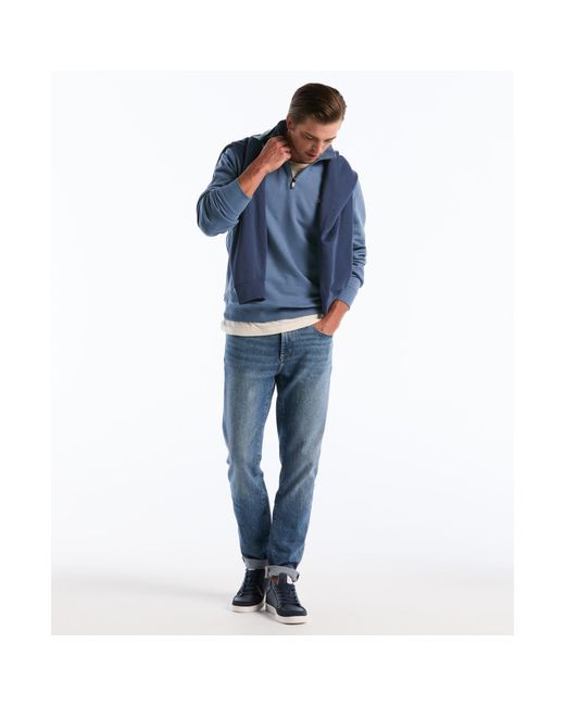 Original Penguin Sticker Pete Quarter Zip Sweatshirt In Copen Blue for men
