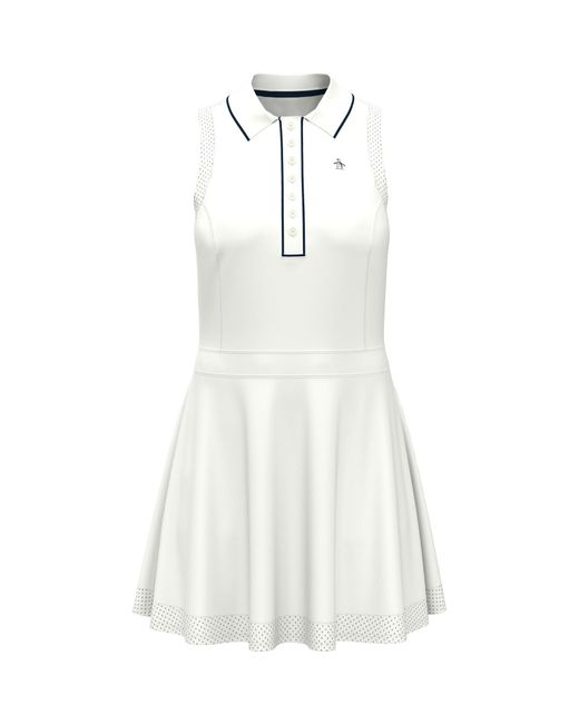 Original Penguin Blue Women's Veronica Sleeveless Dress In Bright White