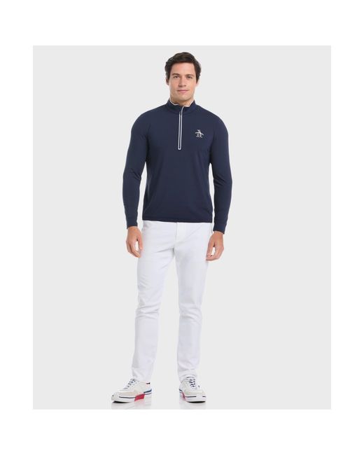 Original Penguin Blue Technical Earl 1/4 Zip Golf Sweater In Black Iris for men