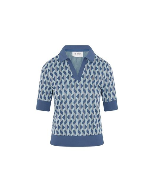 Original Penguin Blue Women's Geometric Golf Polo Shirt In True Navy for men