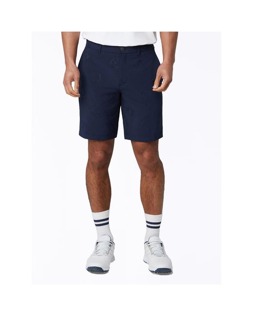 Original Penguin Blue 9" Victory Crest Embroidered Golf Shorts In Black Iris for men