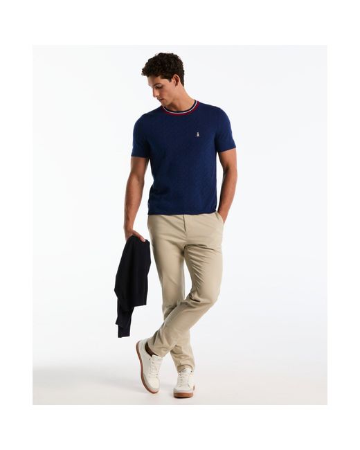 Original Penguin Geometric Eyelet Sweater T-shirt In Blue Depths for men