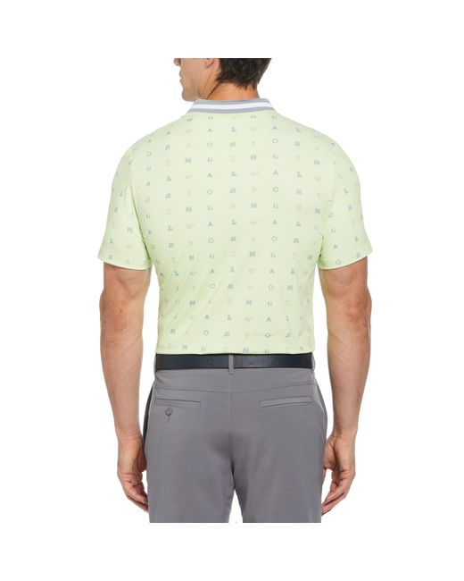 Original Penguin Green Original Print Golf Polo Shirt In Shadow Lime for men