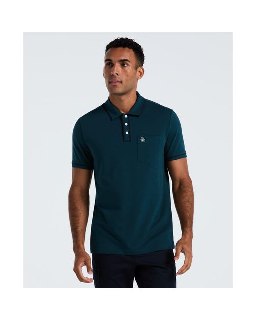 Original Penguin Blue Earl Pique Polo Shirt In Reflecting Pond for men