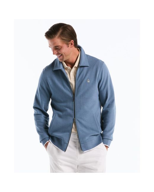 Original Penguin Piped Track Jacket In Copen Blue for men