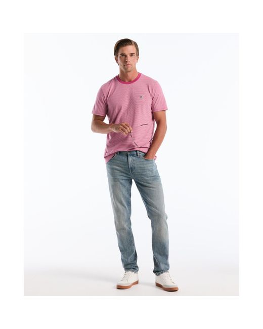Original Penguin Pink Jacquard Stripe T-shirt In Magenta Haze for men