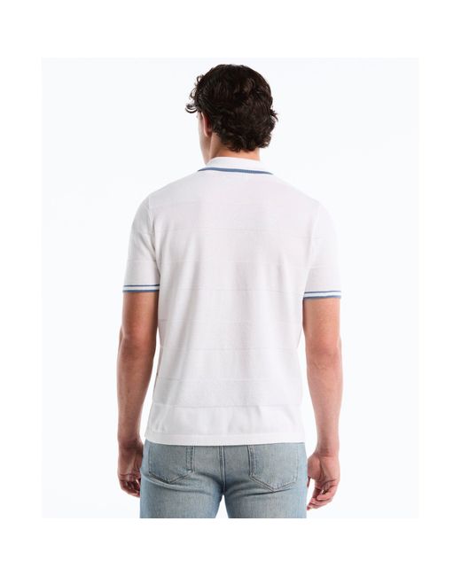 Original Penguin Seed Stitch Stripe Button Front Sweater Polo In Bright White for men