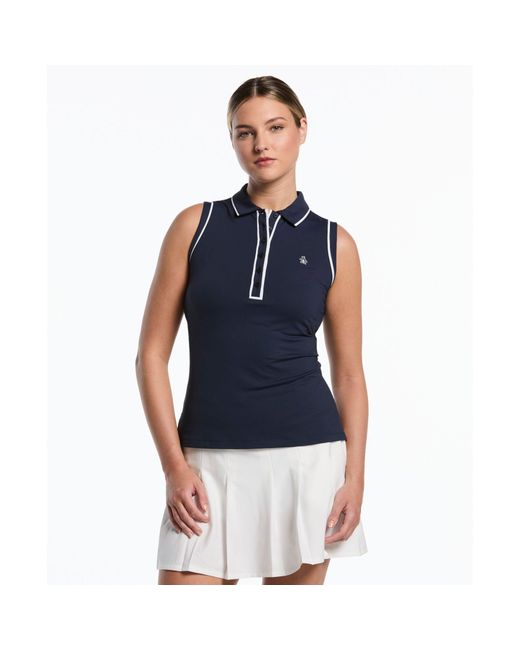 Original Penguin Blue Women's Veronica Sleeveless Golf Polo In Black Iris for men
