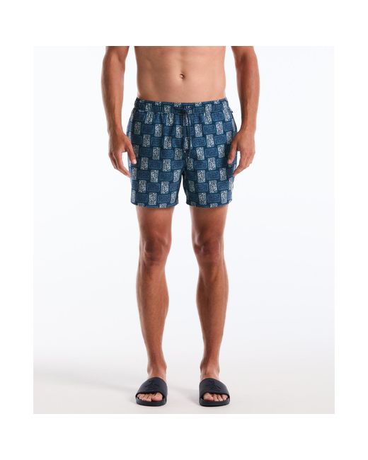 Original Penguin Blue Flower Block Print Swim Shorts In Sargasso Sea for men