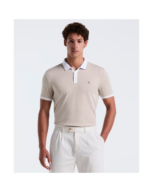 Original Penguin White Allover Mini Jaquard Polo Shirt In Birch for men