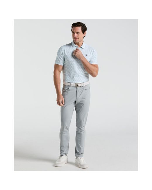 Original Penguin Blue All Over Lifesaver Print Golf Polo Shirt In Bright White for men