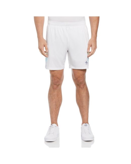Original Penguin Color Block Performance Tennis Shorts In Bright White for men