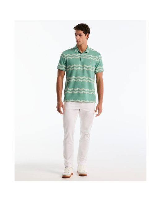 Original Penguin Jacquard Wavy Tiles Polo Shirt In Beryl Green for men