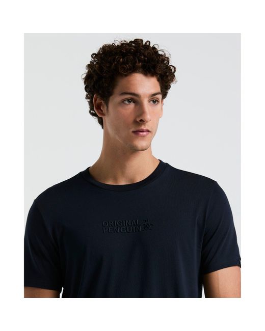 Original Penguin Blue Hd Tonal Logo T-shirt In Dark Sapphire for men