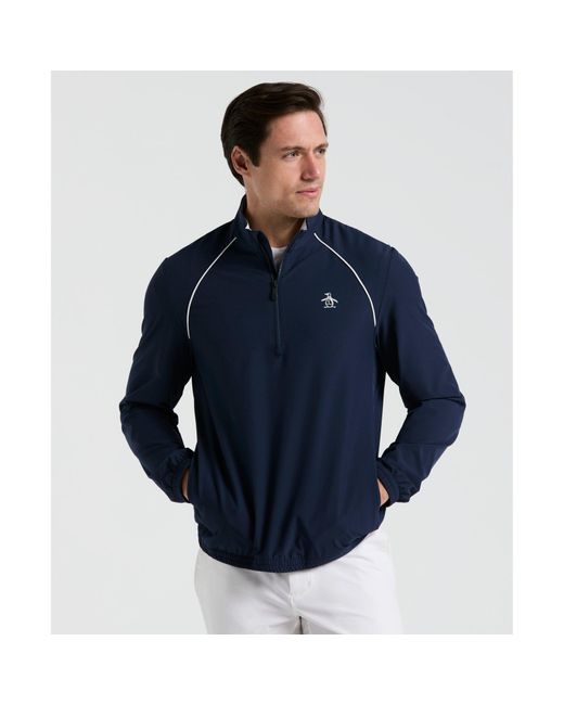 Original Penguin Blue 1/4 Zip Tennis Jacket In Black Iris for men