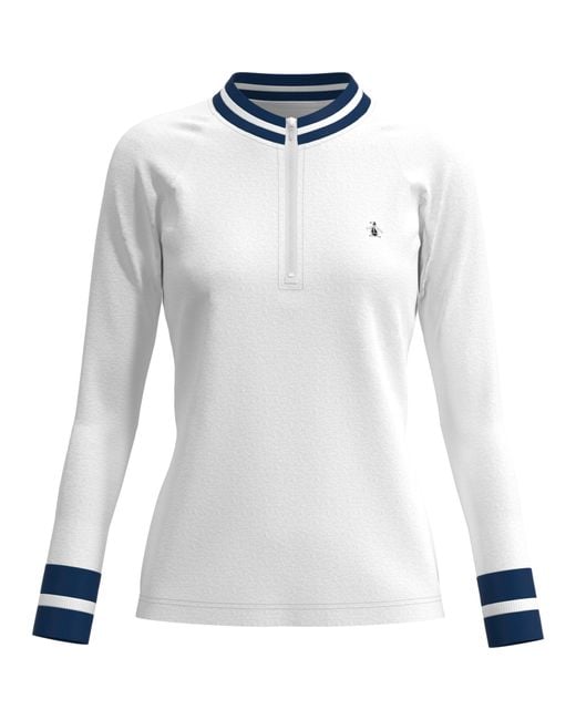 Original Penguin Synthetic 1/4 Zip Tennis Shirt With Rib Trim in Bright