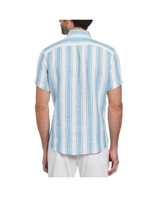 Original Penguin Delave Linen Short Sleeve Button-down Shirt In Blue Moon for men