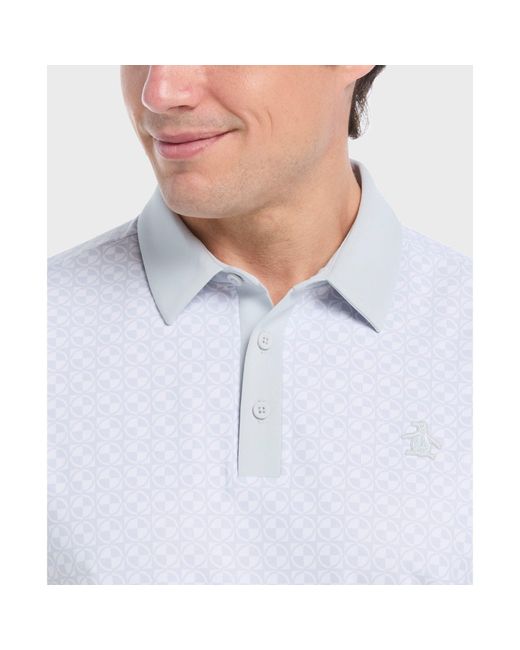 Original Penguin Geo Colour Block Golf Polo In Bright White for men