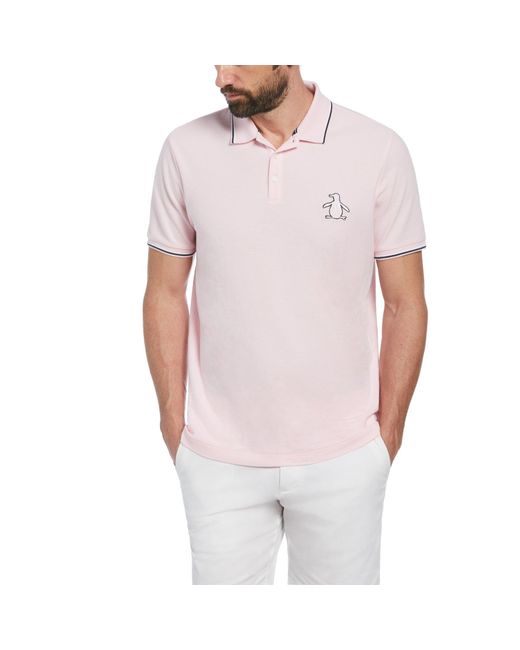 Original Penguin Cotton Pique Mega Pete Polo Shirt In Parfait Pink for men