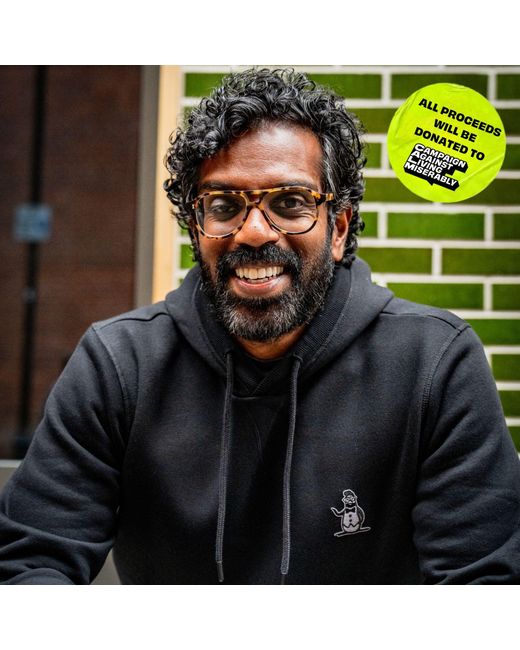 Original Penguin Romesh X Limited Edition Charity Hoodie In True Black for men