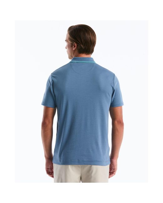 Original Penguin Jacquard Vertical Stripe Polo Shirt In Copen Blue for men