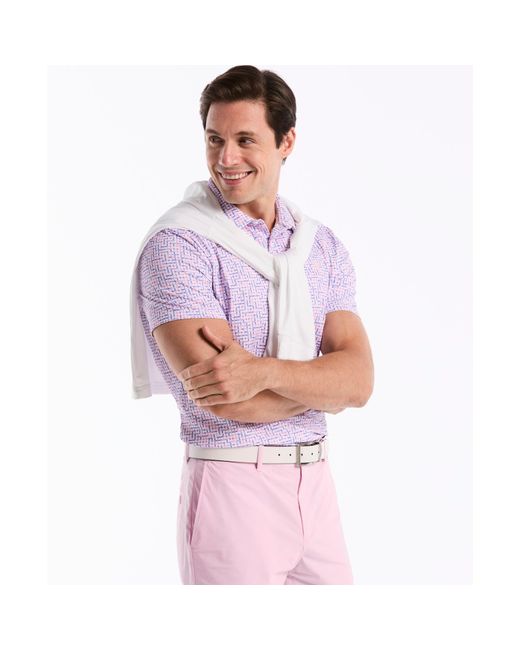 Original Penguin Purple Colour Theory Gingham Golf Polo In Pirouette for men
