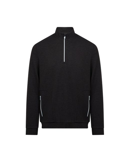 Original Penguin Black Ottoman Quarter Zip Golf Jacket In Dark Caviar Heather for men