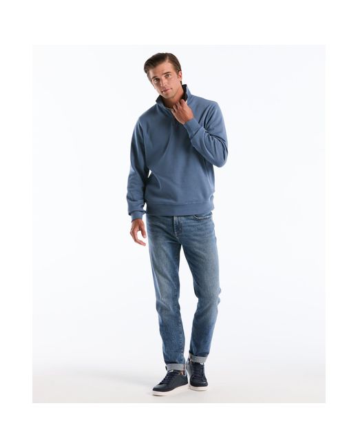 Original Penguin Sticker Pete Quarter Zip Sweatshirt In Copen Blue for men