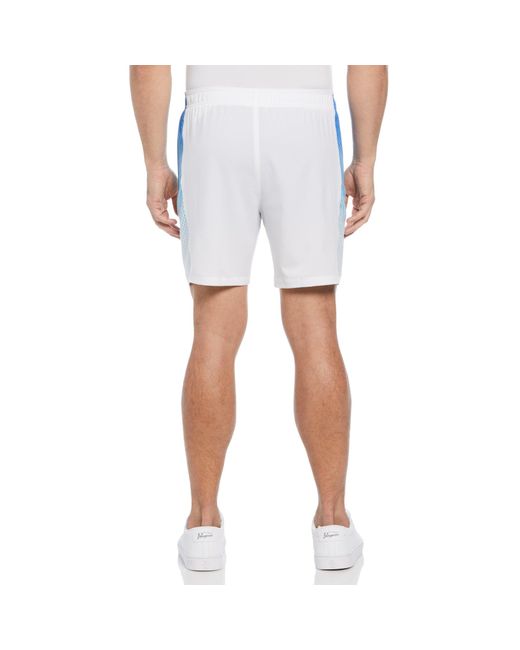 Original Penguin Blue Tennis Performance 7" Inseam Ombre Colour Block Shorts In Bright White for men