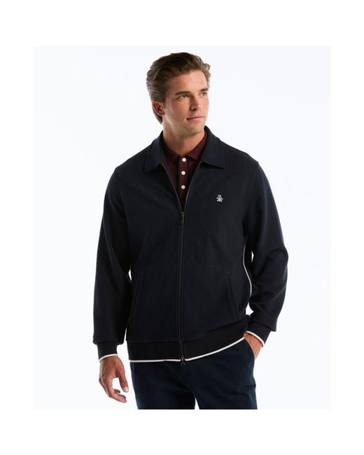Original Penguin Black Piped Track Jacket In Dark Sapphire for men