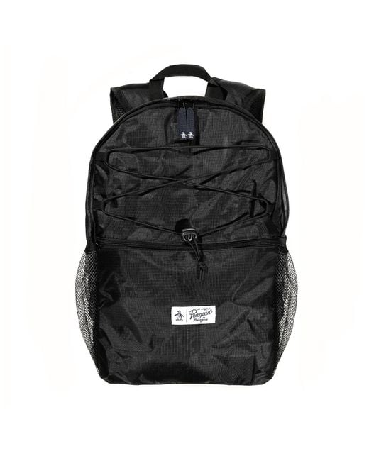 Original Penguin Nessa Rip Stop Backpack With Bungee Cord In Black for men